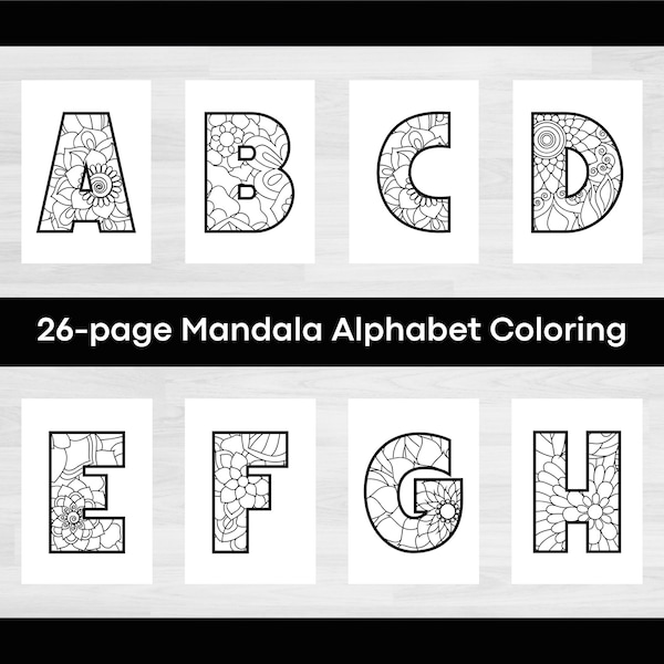 Mandala Alphabet Coloring Pages | Mandala Alphabet Letter Coloring | Alphabet Activity | Printable Coloring for Kids | Mindfulness Coloring