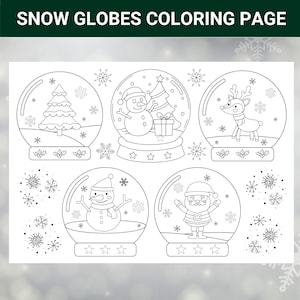 Snow Globes Coloring Page | Snow Globe Coloring | Christmas Coloring | Christmas Activities | Christmas Games | Christmas Printables |