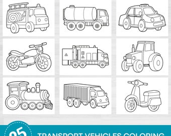 Páginas para colorear de vehículos de transporte / Actividades para colorear de vehículos de transporte / Imprimibles para colorear / Actividades de viaje en automóvil / Colorear para niños /