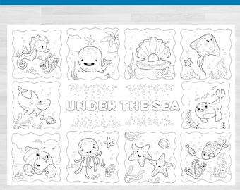 Under the Sea Coloring Page: Ocean Animals Activity (Digital Download)