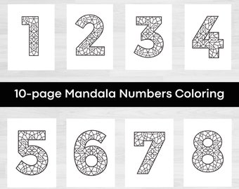Mandala Numbers 1-10 Coloring Pages: Mindfulness Printable (PDF)