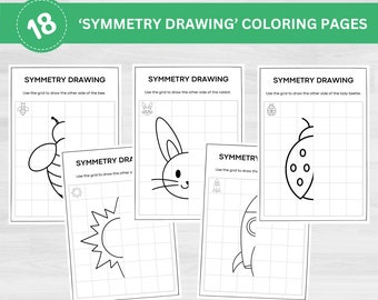 Symmetry Drawing Coloring Pages: Road Trip Activity (Digital Download)