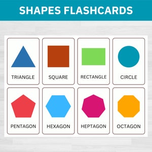 Formes de cartes mémoire | Poster Formes | Art mural formes | Impression de formes | Impression éducative | Aide visuelle des formes | Préscolaire | École à la maison | Gentil
