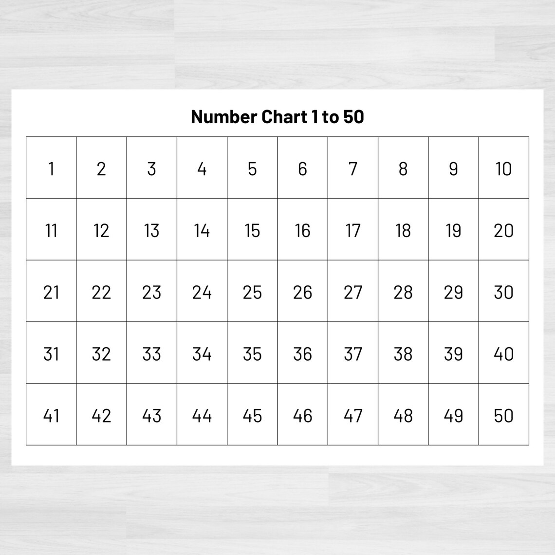 Number Chart 150 Numbers 1 to 50 Printable Numbers and Counting Math