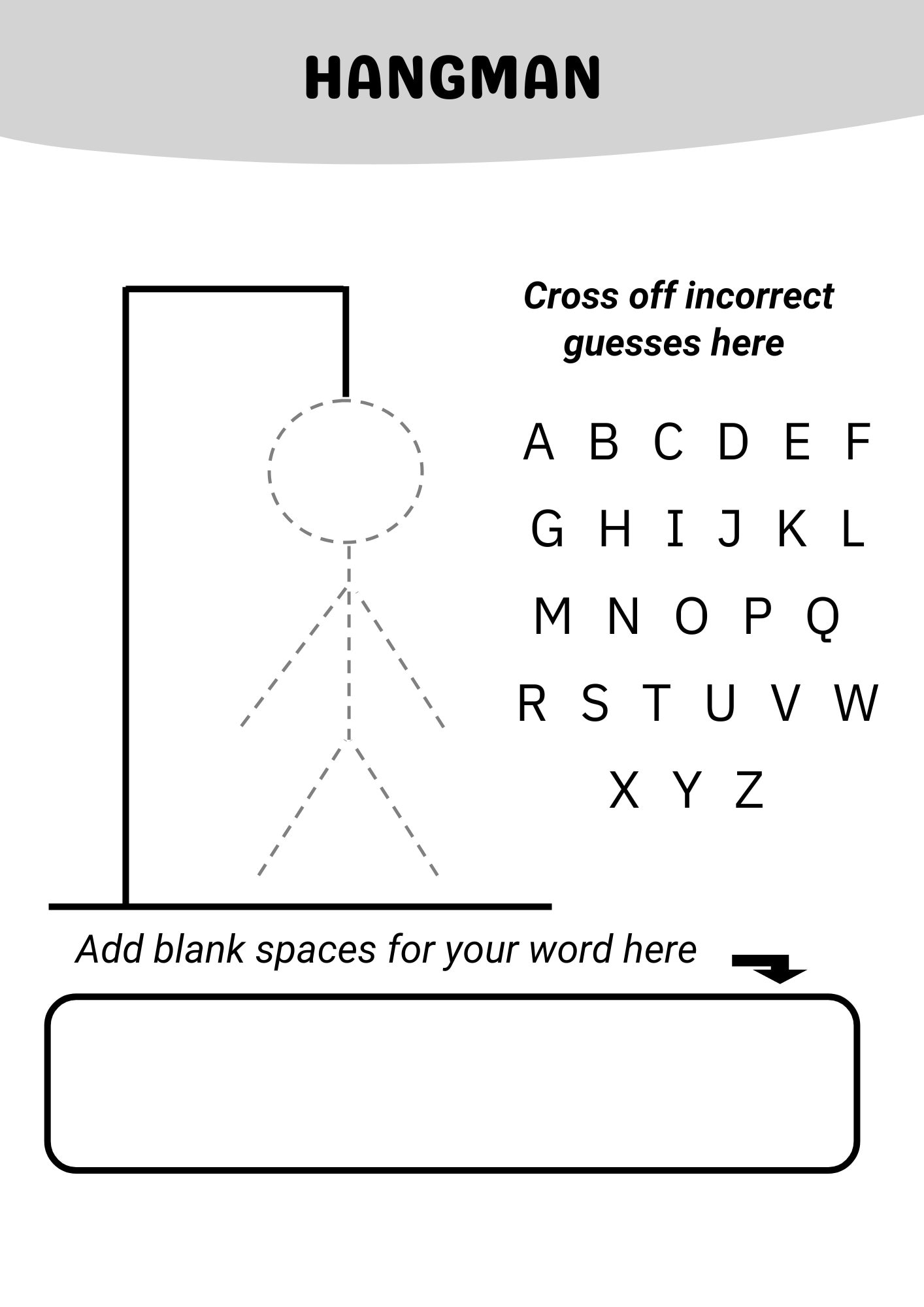 Hangman Printable Hangman Page Hangman Game Printable Road Trip Games Hangman Printable Hangman Page Hangman Game Printable Road Trip Games