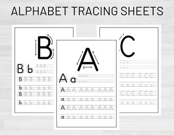 Alphabet Tracing Worksheets: Handwriting Practice (Digital Download)