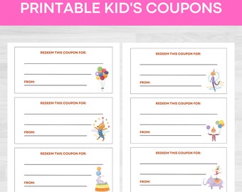 Kid's Coupon Book | Printable Coupons for Kids | Reward Coupons for Kids | Birthday Coupon Book | Printable Rewards Coupon Book | Kid's Gift