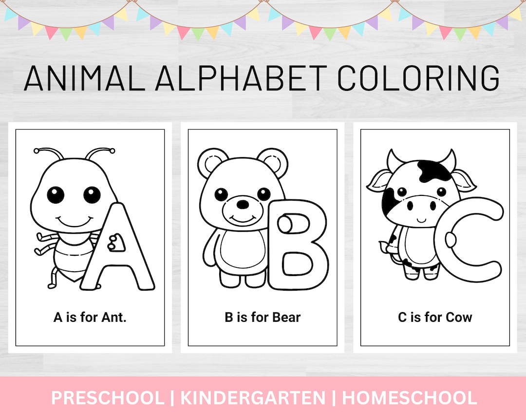 Animal Alphabet Printable Alphabet Worksheets Letter Etsy