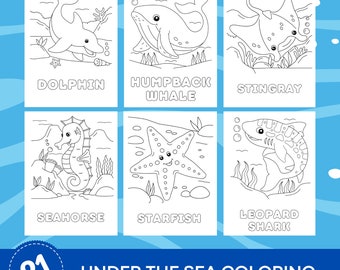 Under the Sea Coloring Pages: Ocean Animals for Kids (Digital Download)
