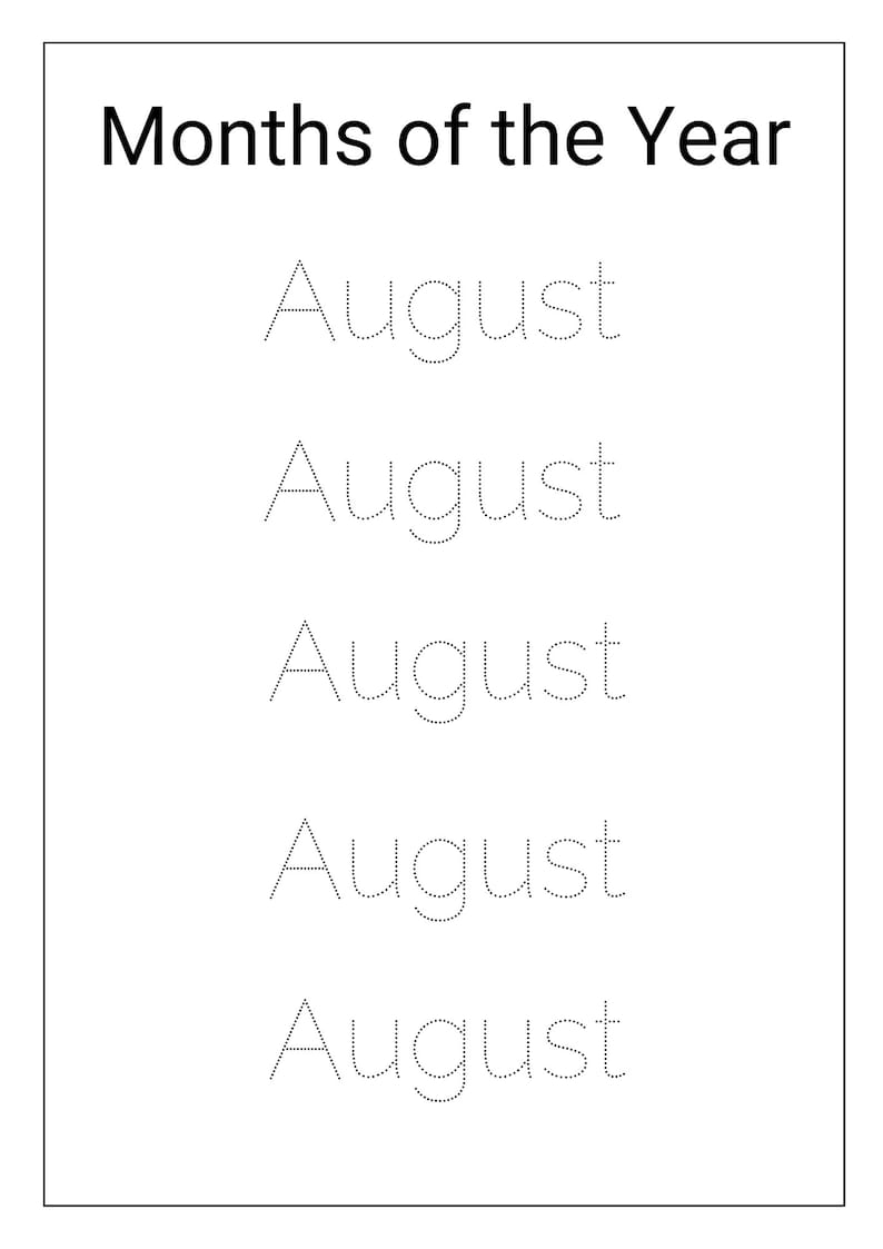 Months of the Year Months of the Year Printable Tracing Worksheets
