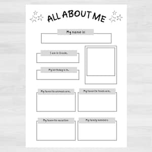 All About Me | All About Me Template | All About Me Printable | All About Me Worksheet | All About Me Preschool | Kid's Printable Activity