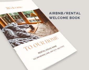 Plantilla de libro de bienvenida de Airbnb / Plantilla de alquiler vacacional / Manual del anfitrión de la casa / Señales de bonificación de Airbnb / Plantilla Canva de bienes raíces