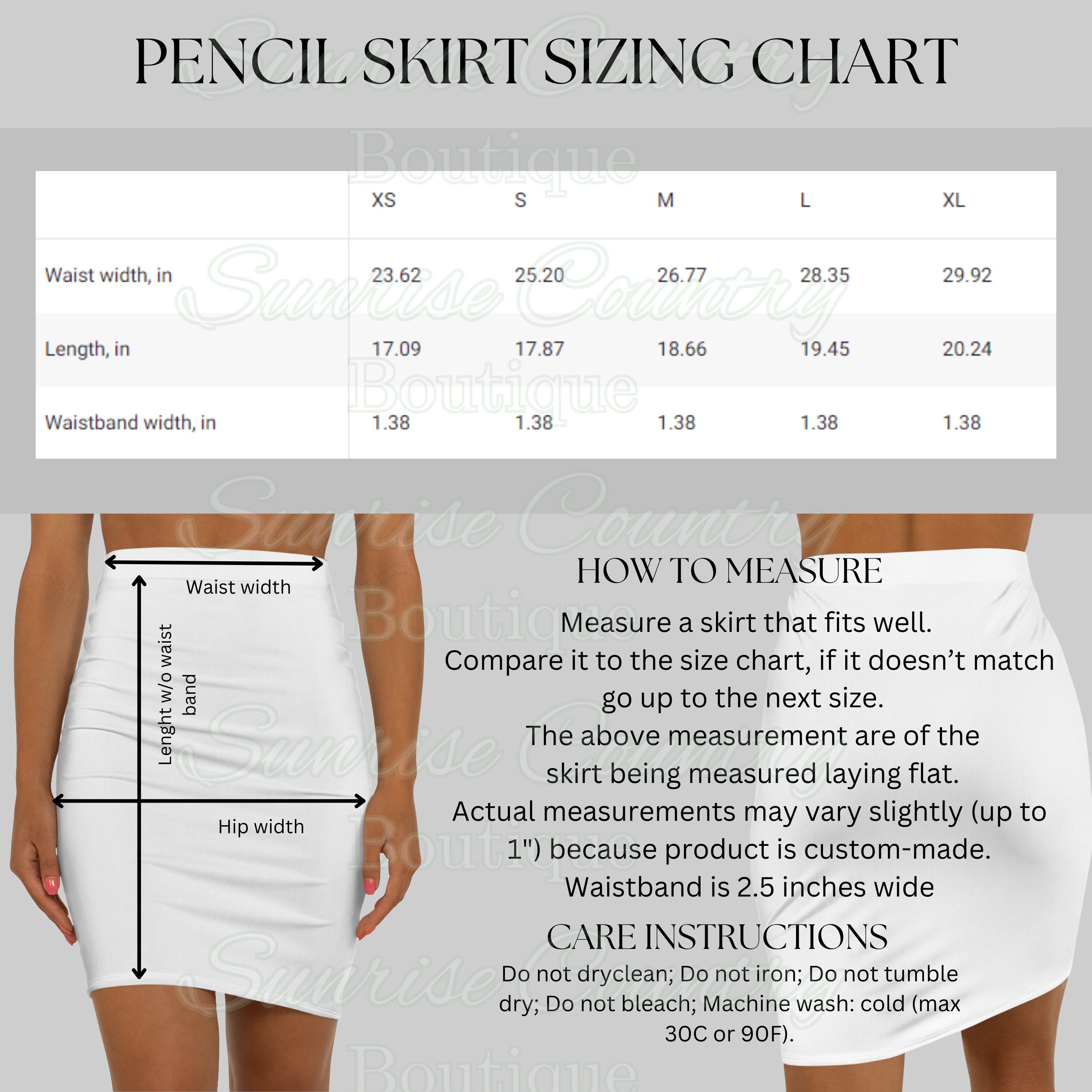 Skirt Size Chart 