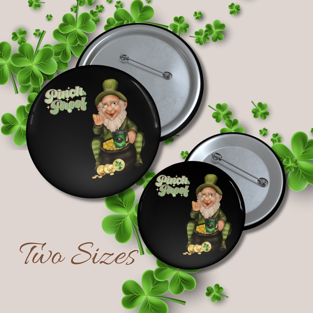 St Patrick's Day Leprechaun Button Pin Green Irish Day Lucky St Patty's ...