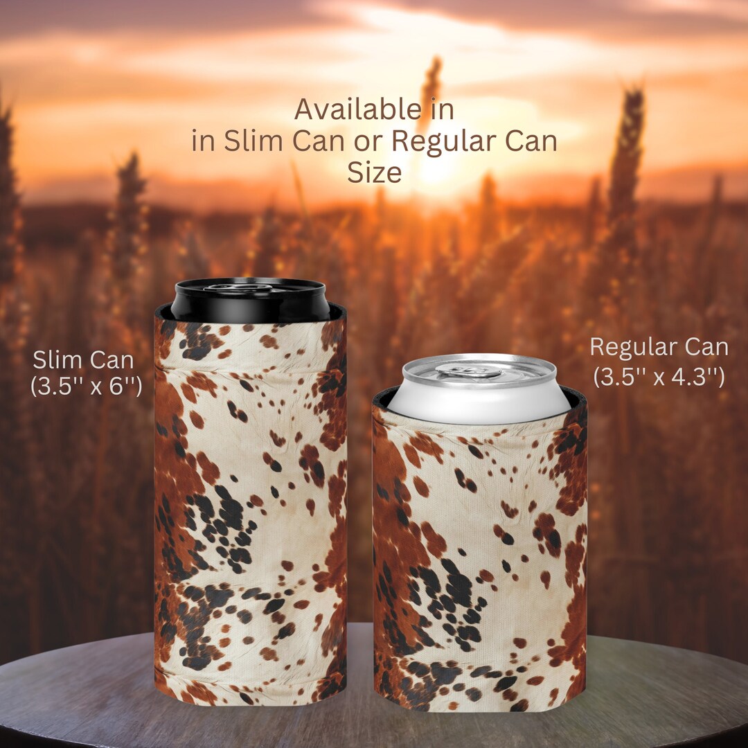 Cow Print Can Cooler Country Western Beer Koozie for Her Animal Print Can Cooler Wedding Party