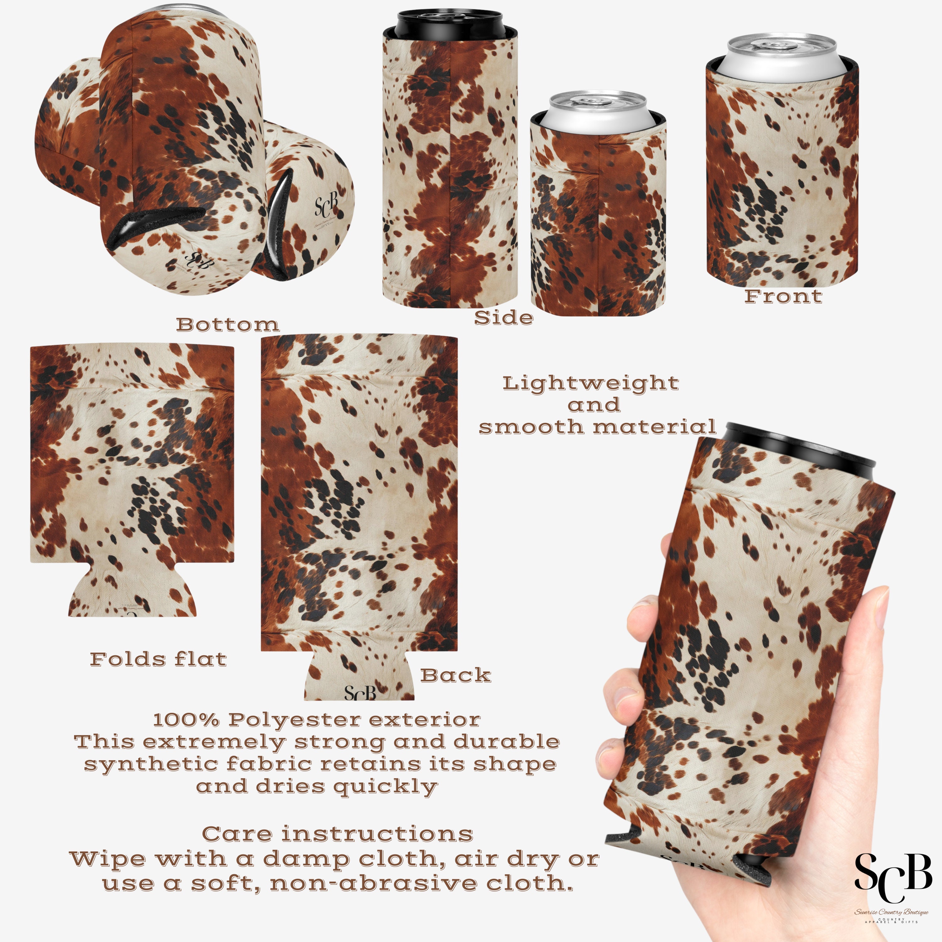 Cow Print Can Cooler Country Western Beer Koozie for Her Animal Print Can Cooler Wedding Party