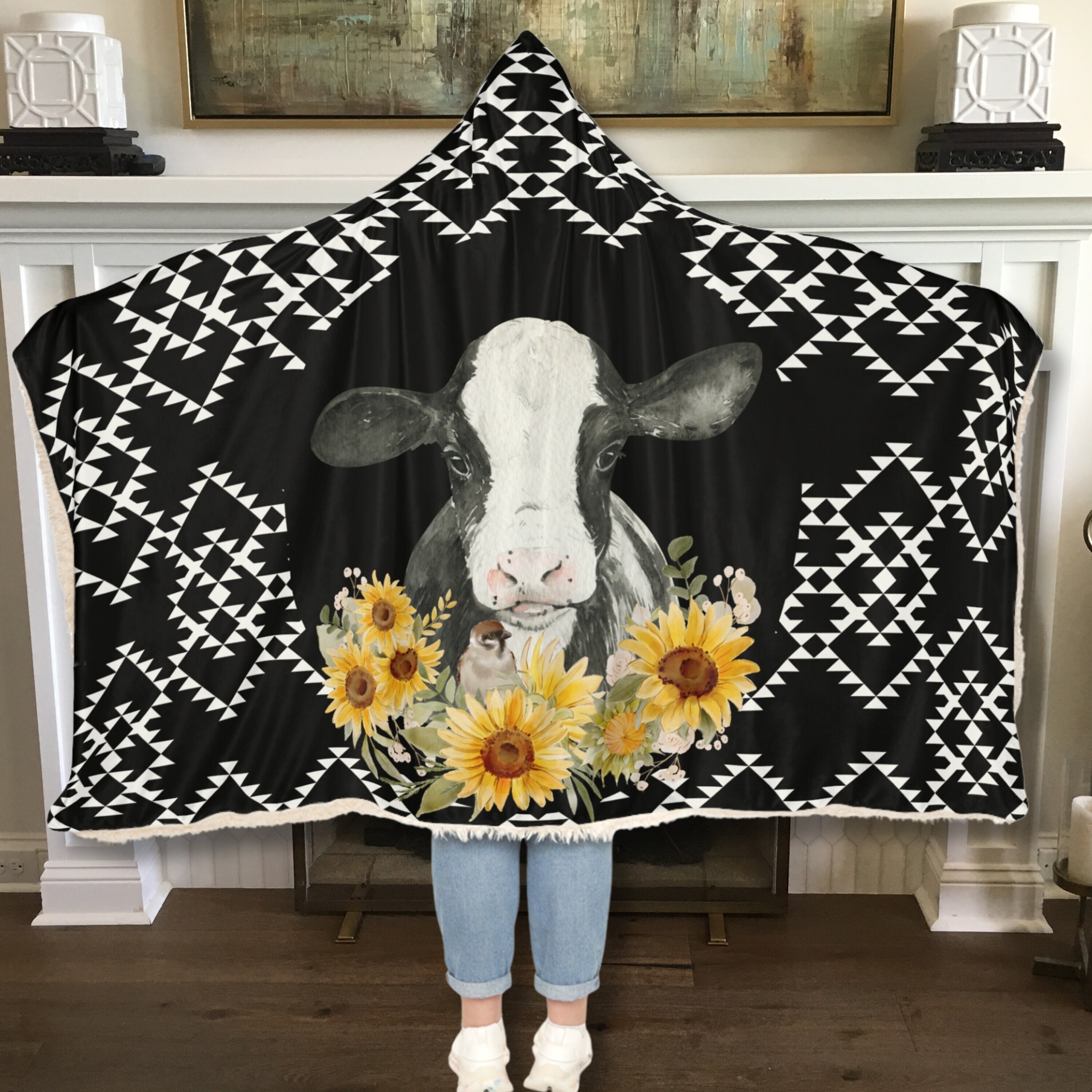 Cow blanket with hood sale