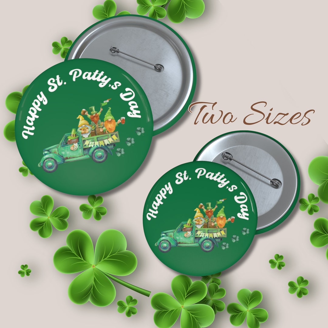 St Patrick's Luck of the Irish Day Button Pin St Patty's Day Green ...