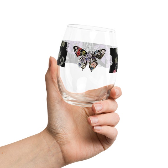 Butterfly Grace Stemless Wine Glass