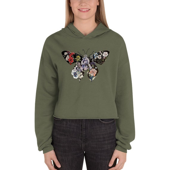 Butterfly Grace Crop Hoodie