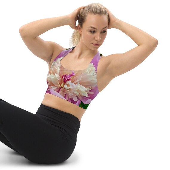 Pink Peony Perfection Longline Sports Bra
