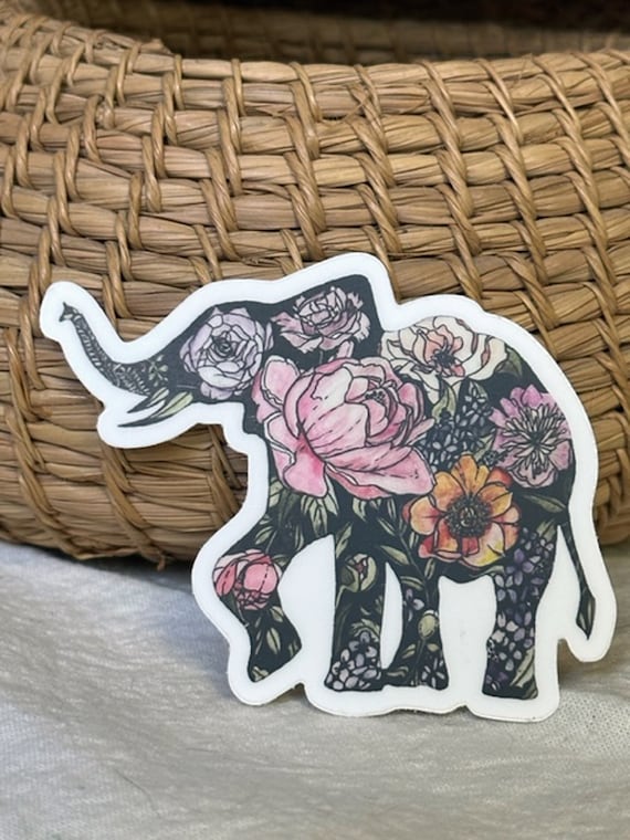 Peony Pachyderm (Elephant) Sticker