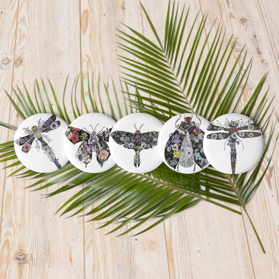 The Sassy Dragonfly & Crew - Set of 5 Button Pins