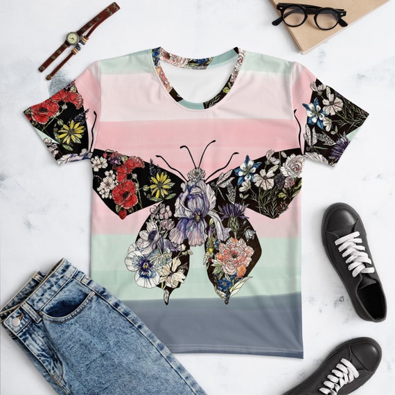 Butterfly Grace Striped Women's Tee