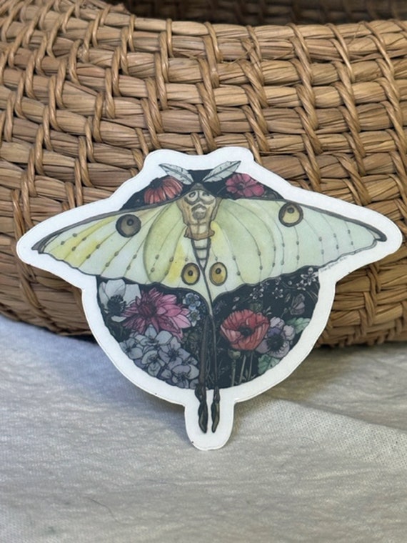 Lunar Moth III/Floral Globe Sticker