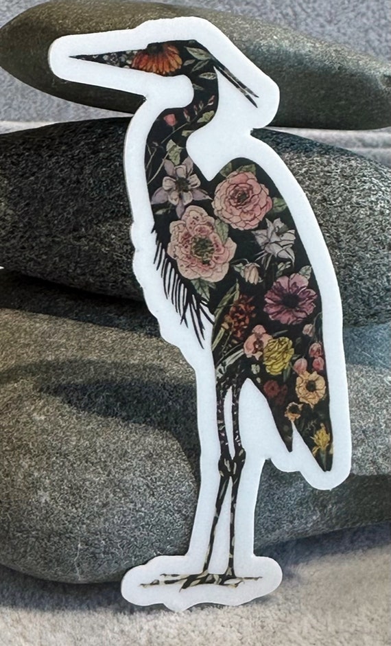 Heron Floral Sticker