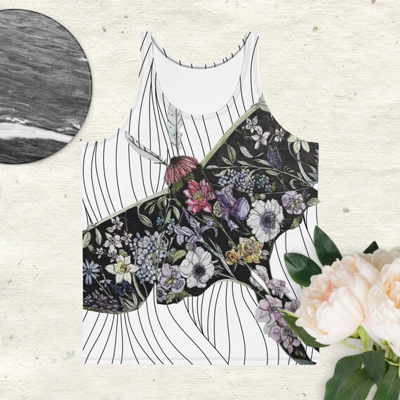 Lunar Moth I & Stripes Unisex Tank Top