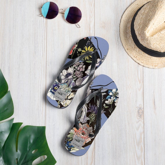 Butterfly - Ocean Blue/Green Gingham Unisex Flip-Flops