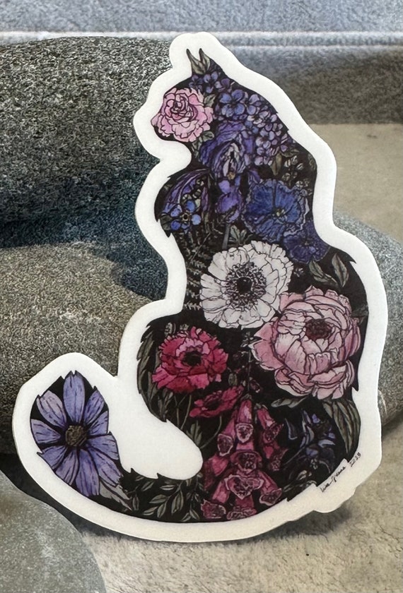 Longhair Cat Sticker (white- or clear-back)