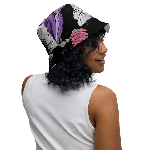 Sassy Pattern/Peacock Koi Reversible Bucket Hat