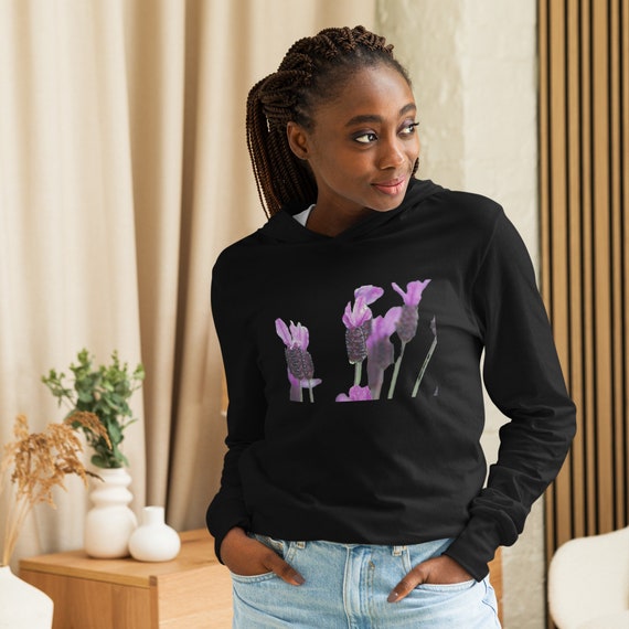 Lavender Floral Hooded L/S Tee