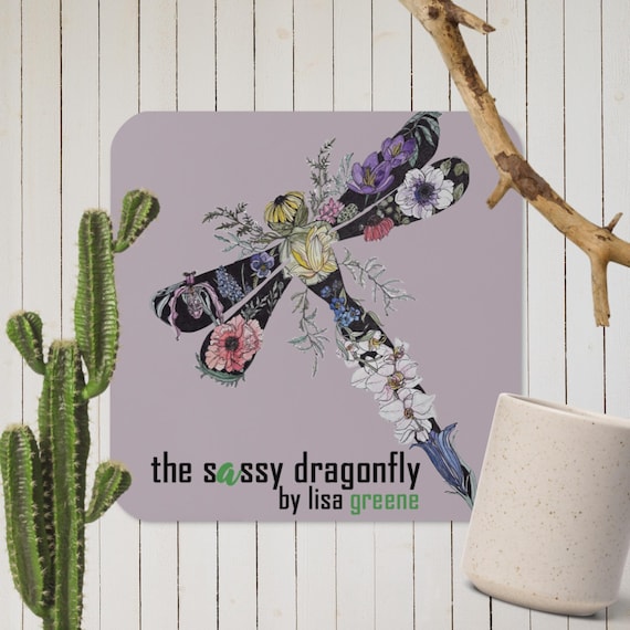 The Sassy Dragonfly Cork-Back Coaster