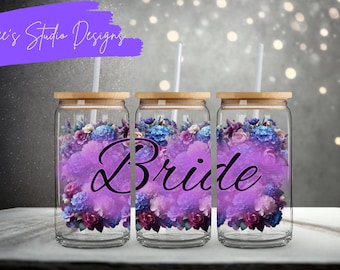 16oz Bridal Set – Coastal Serenity Hydrangea + Peonies – Calm Elegant Bundle