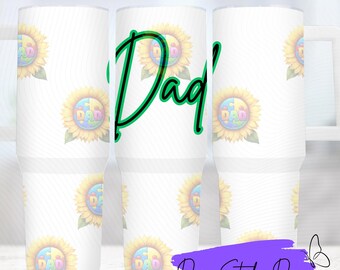 Autism Awareness 40oz – Dad – Sunflower with Coloured Jigsaw Centre – Tumbler Wrap – Sublimation Design