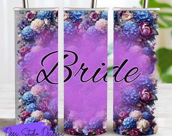 20oz Bridal Set – Coastal Serenity Hydrangea + Peonies – Calm Elegant Bundle