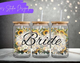 16oz Bridal Set – Rustic Chic Sunflowers + Lilies – Country Charm Bundle