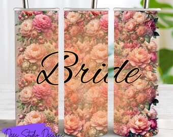 20oz Bridal Set – Soft & Romantic Peonies + Chrysanthemums – Whimsical Garden Bundle