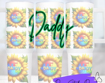 Autism Awareness 40oz – Daddy – Sunflower with Coloured Jigsaw Centre – Tumbler Wrap – Sublimation Design