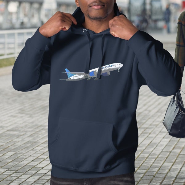 The UAL Hoodie - Custom Aviation Hoodie with a Hand-drawn United 777 Graphic