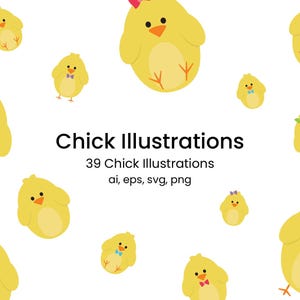 Chick Illustrations | Ai, Eps, Svg, Png - Etsy