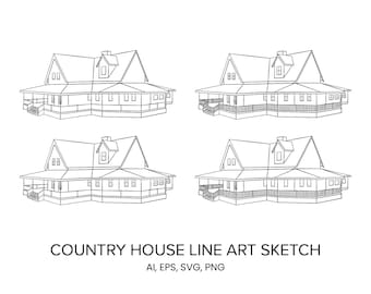 Dessin au trait de maison de campagne | ai, eps, svg, png