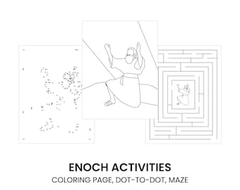 Ensemble d'activités/de travaux manuels/d'oeuvres d'art Enoch | coloriage, point à point, labyrinthe | Venez me suivre primaire/école du dimanche | Héros des Écritures de l'Ancien Testament