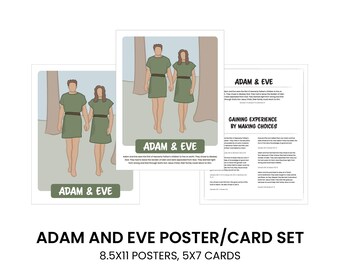 Affiches/cartes d'histoire d'Adam et Eve/leçon, téléchargement numérique PDF imprimable, école primaire/du dimanche Come Follow Me, héros des Écritures de l'Ancien Testament