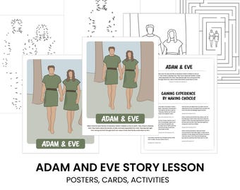 Histoire d'Adam et Eve/affiche de leçon/cartes et pages d'activités, PDF imprimable, primaire Come Follow Me/école du dimanche, héros des Écritures de l'Ancien Testament