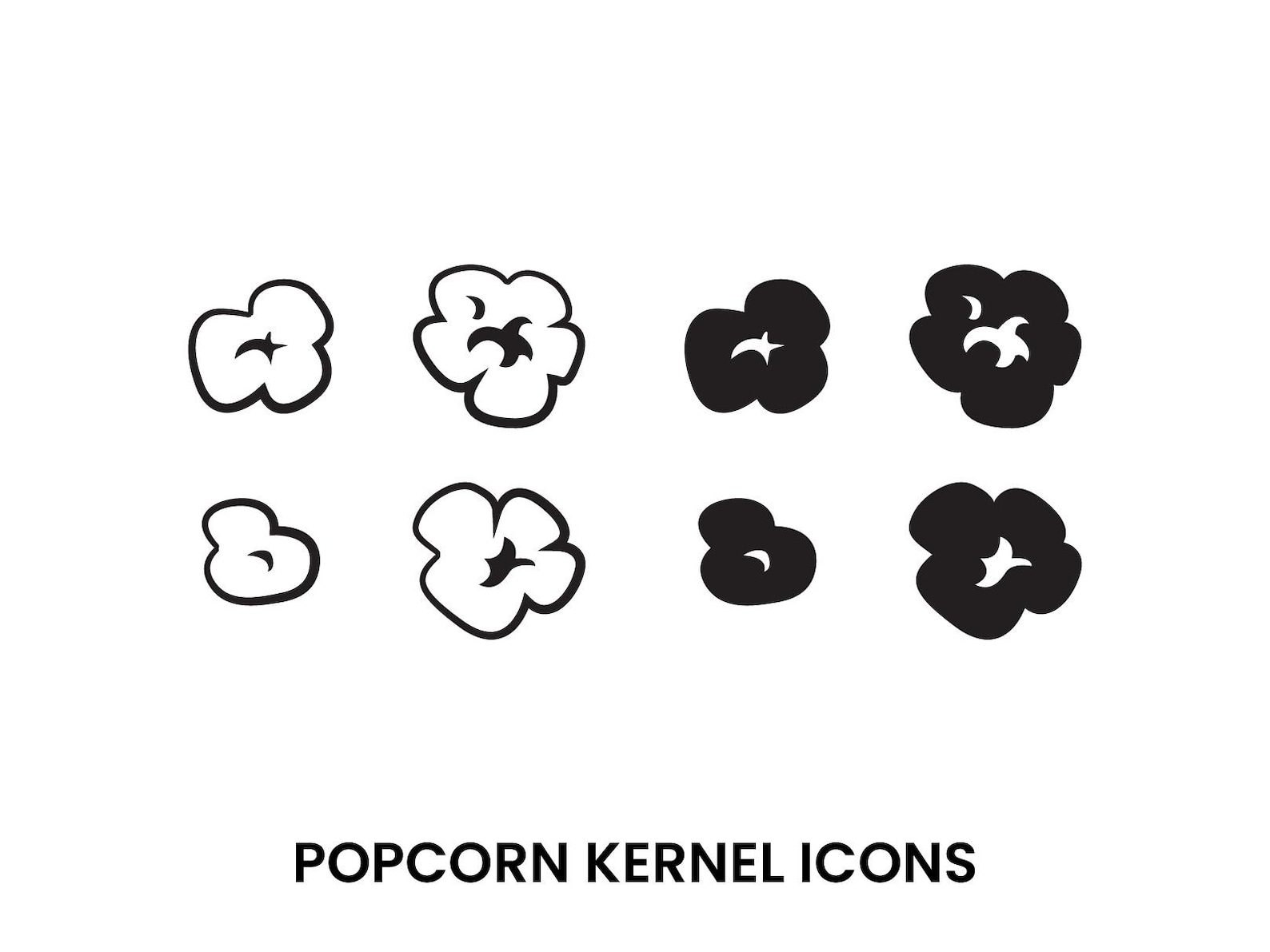 Simple Clean Popcorn Kernel Icons SVG - Etsy