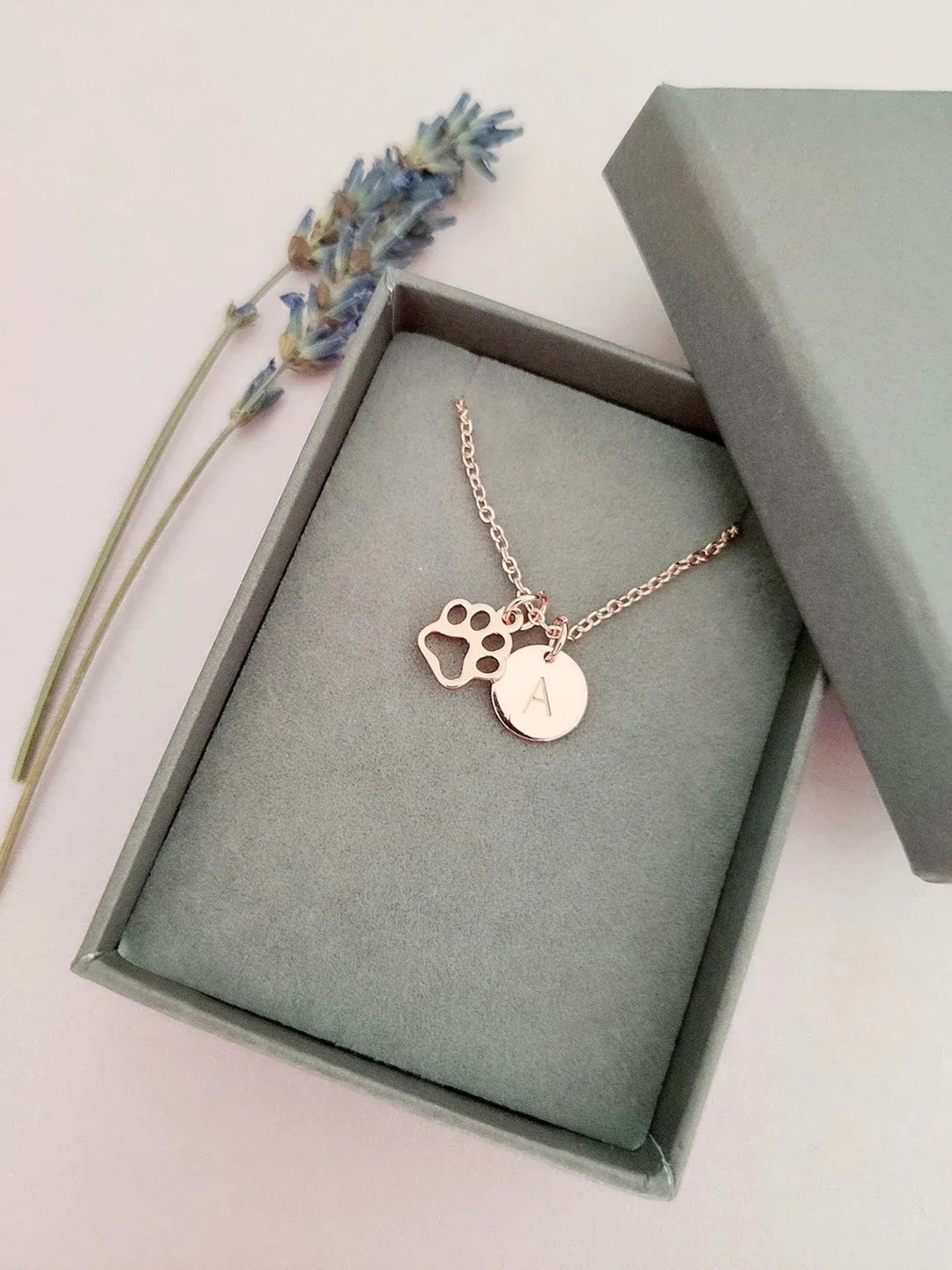Custom Paw Necklace Personalized Paw Initial Necklace Pet Memorial Gift Dog Paw Necklace Pet
